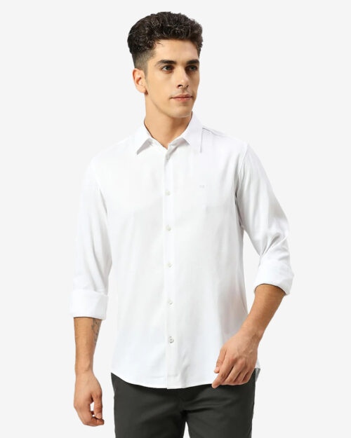 BASICS 24BSH55147 MENS SHIRT White LS 60.8%Viscose 35.3%Poly 3.9%Stretch