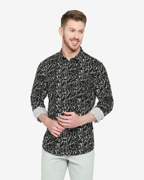 BASICS BSH53544 MENS SHIRT Black LS Slimfit