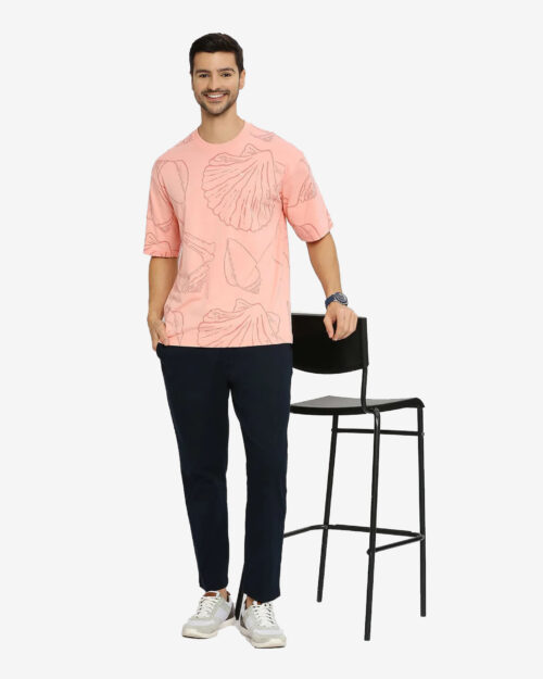BASICS BTS53799 MENS T-SHIRT Peach Crew HS Relaxedfit