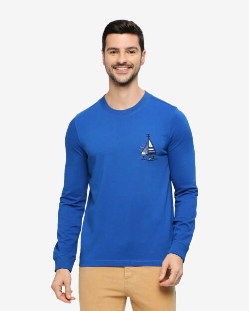 BASICS BTS53896 MENS T-SHIRT Blue Crew LS Regularfit