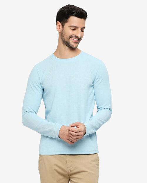 BASICS BTS53864 MENS T-SHIRT L Blue Crew LS Regularfit