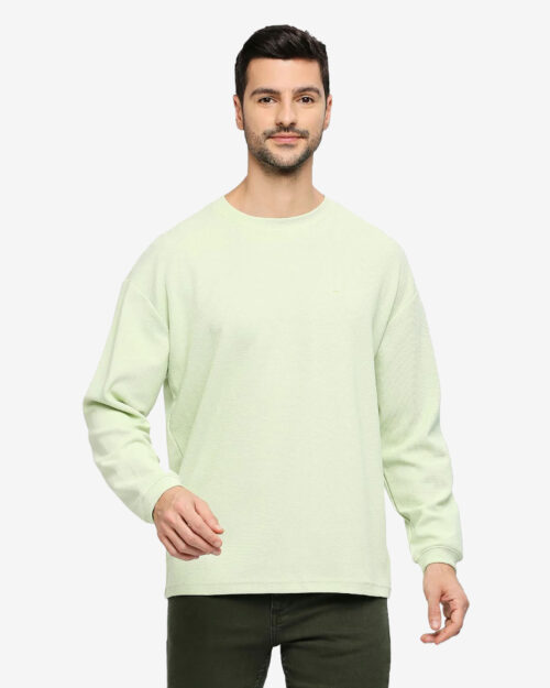 BASICS BTS53867 MENS T-SHIRT L Green Crew LS Relaxedfit