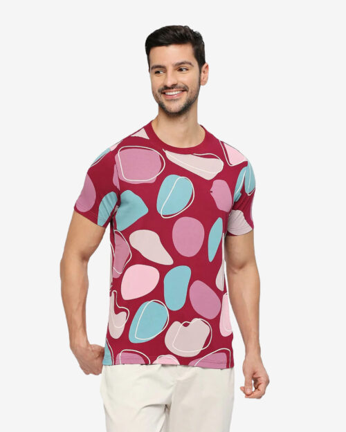 BASICS BTS53847 MENS T-SHIRT Maroon Crew HS Regularfit