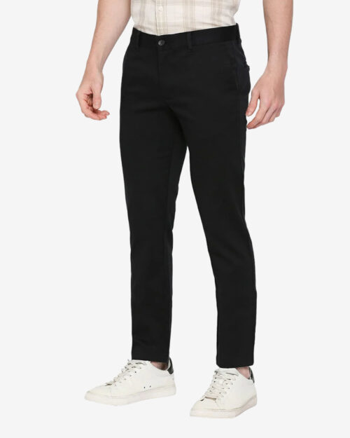 BASICS BTR53099 MENS TROUSER Black Self FF Taperedfit